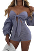 Sexy Blue White Stripes Sexy Bow-Tie Romper